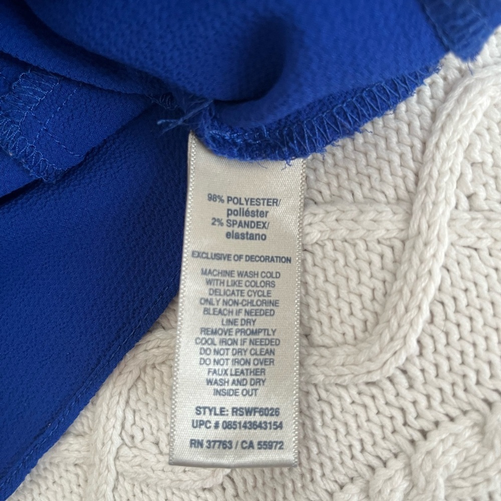 Rafaella Elegant Royal Blue Women's Blouse Roll Up Sleeves Size Large - Picture 11 of 16